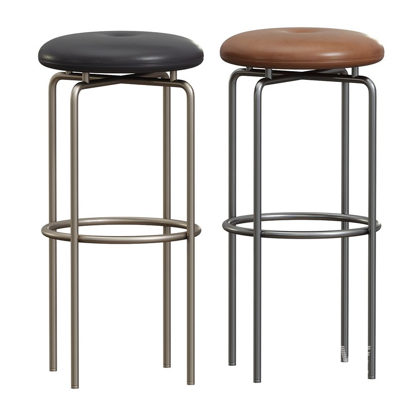 Circular Bar Stool in Bronze and Leather Designed by Craig Bassam - Image 2