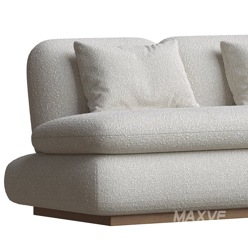 Modern Drama White Boucle Pouf Sofa - Image 3