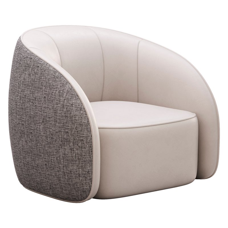 BeigeRed Leather Sofa Chair - Image 1