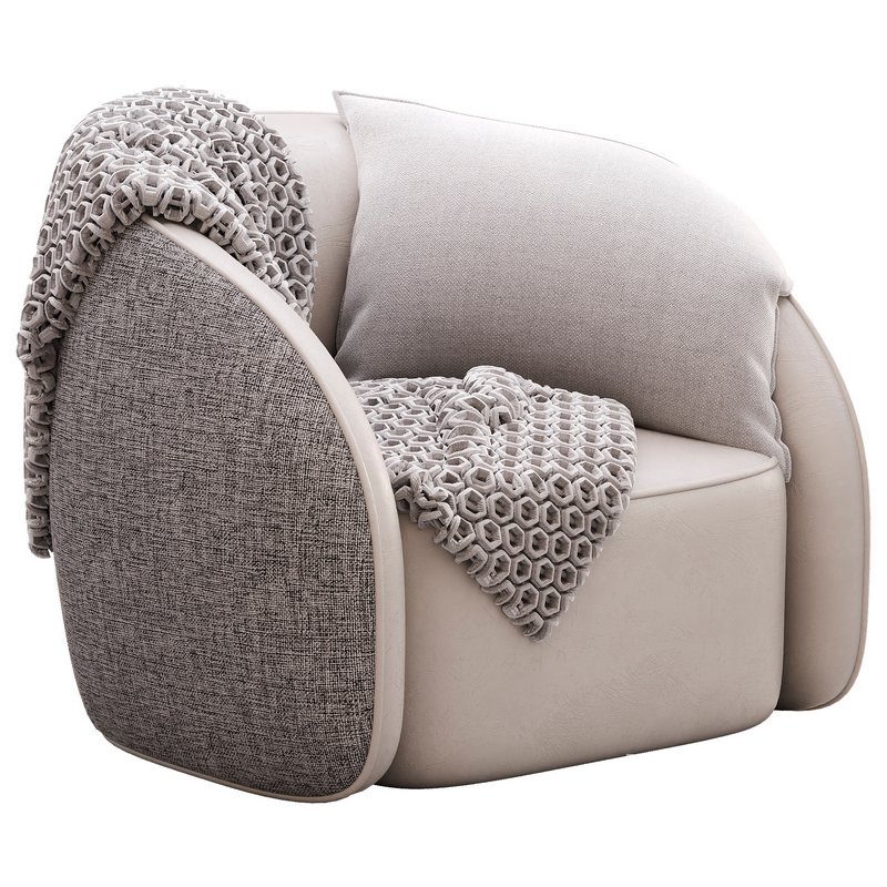 BeigeRed Leather Sofa Chair - Image 4