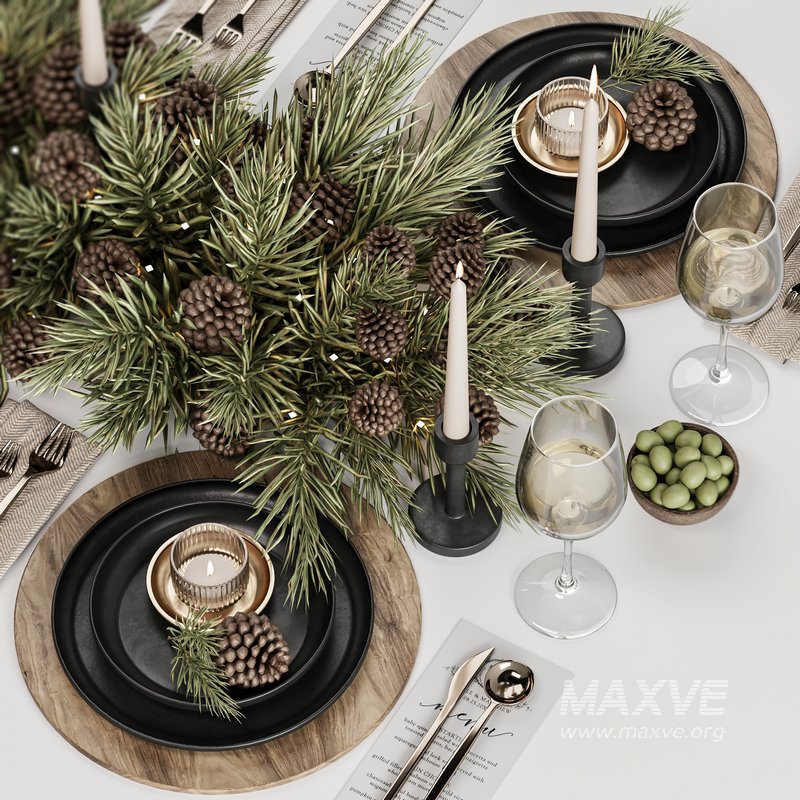 Winter Pine Table Setting Elegance - Image 4