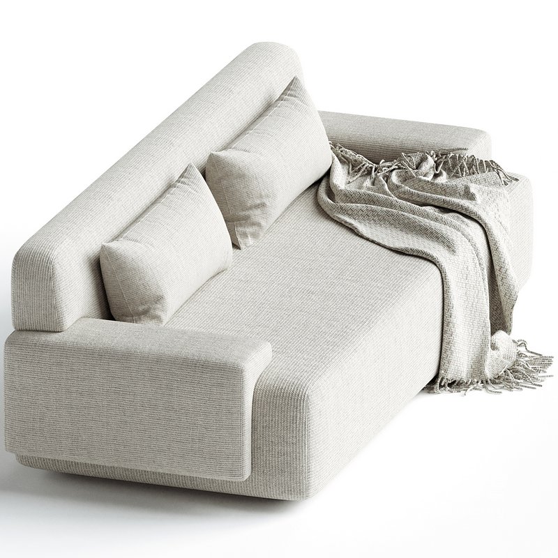 Popus Editions Lena 3 Seater Sofa in Egg Shell Off-White Como Velvet Fabric - Image 1