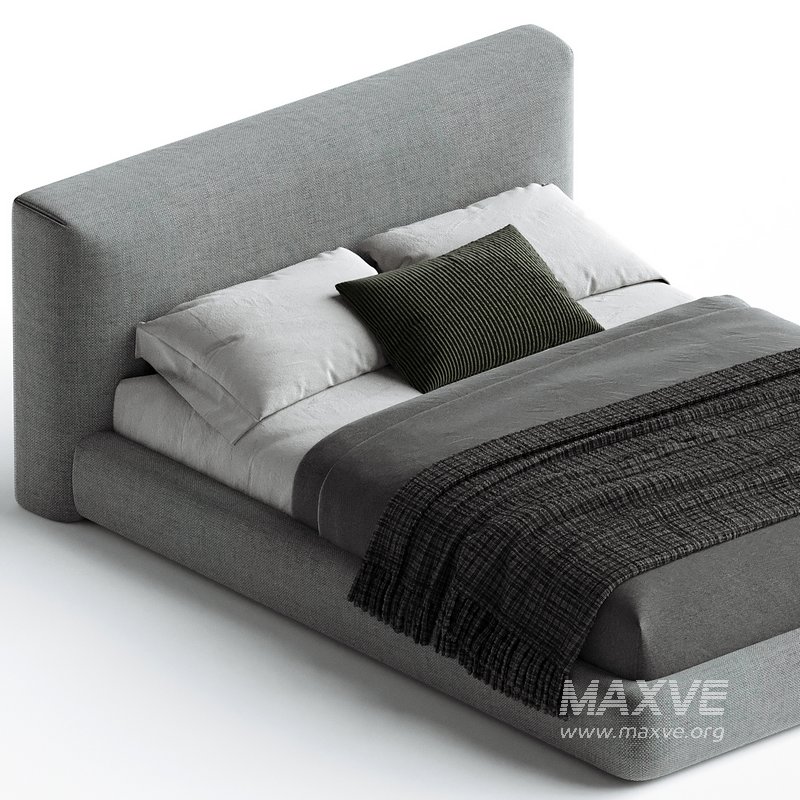 Amabilis Gray Cotton Linen Gray Fabric Contemporary Rectangular Headboard Bed Frame - Image 2
