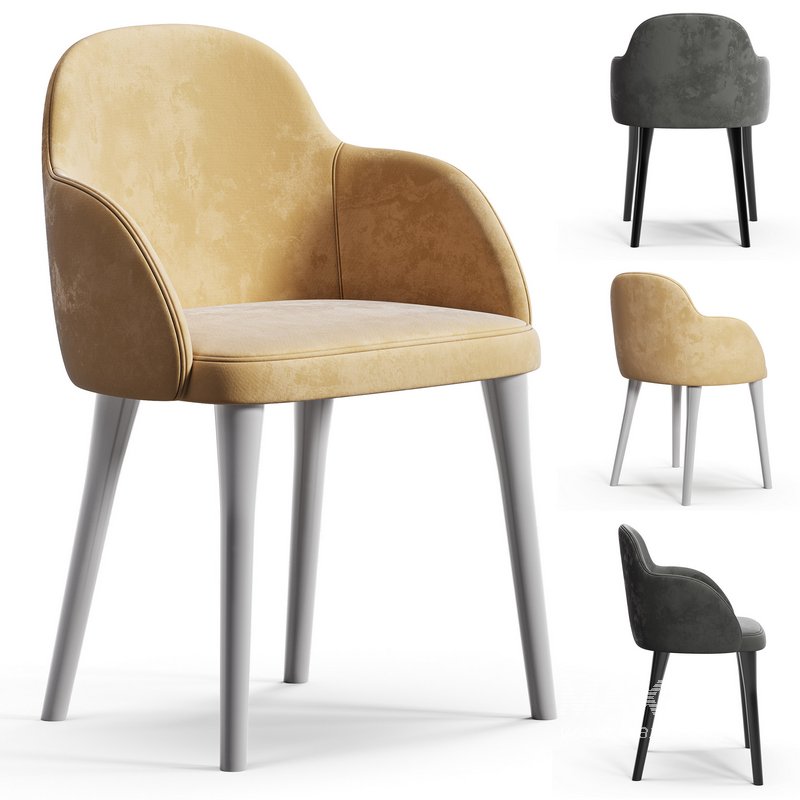 GIULIA GREY VELVET DINING ARMCHAIR - Image 1