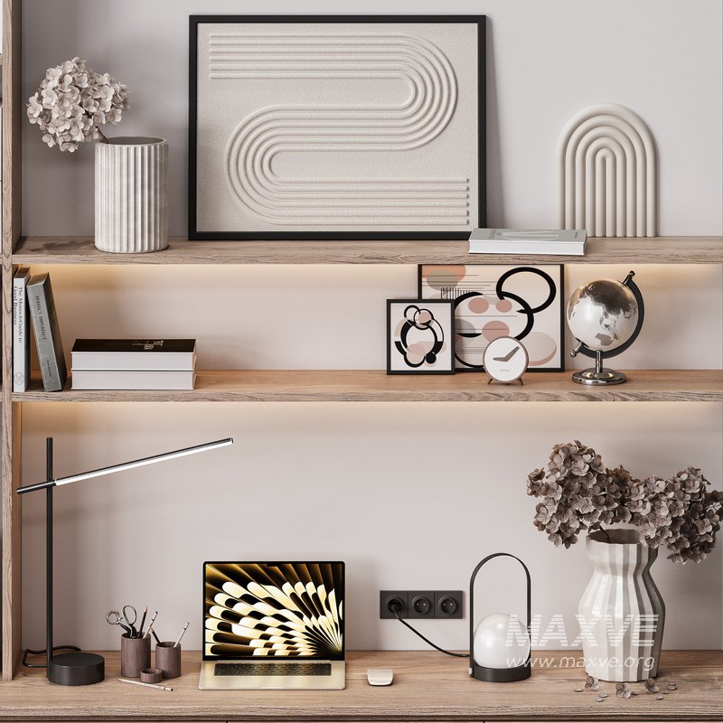 Modern Minimalist Study Unit with Shelves - Image 4