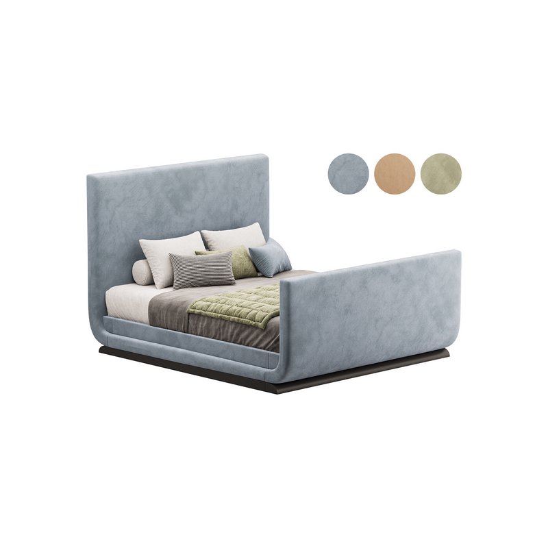 Double bed with upholstered headboard - Image 1