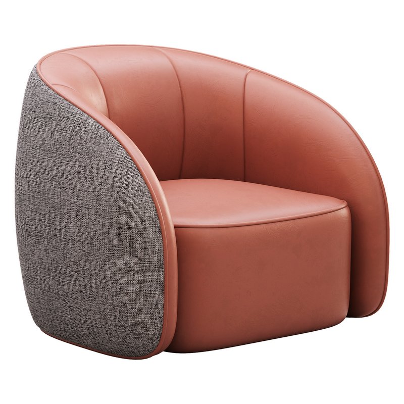 BeigeRed Leather Sofa Chair - Image 6