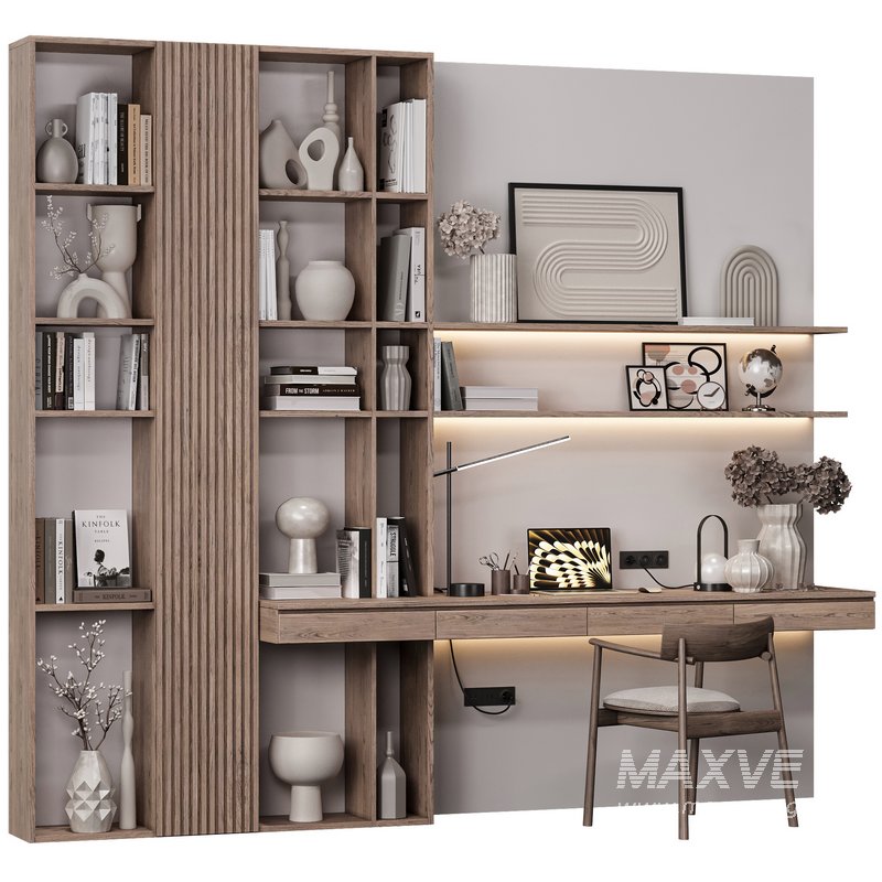 Modern Minimalist Study Unit with Shelves - Image 1