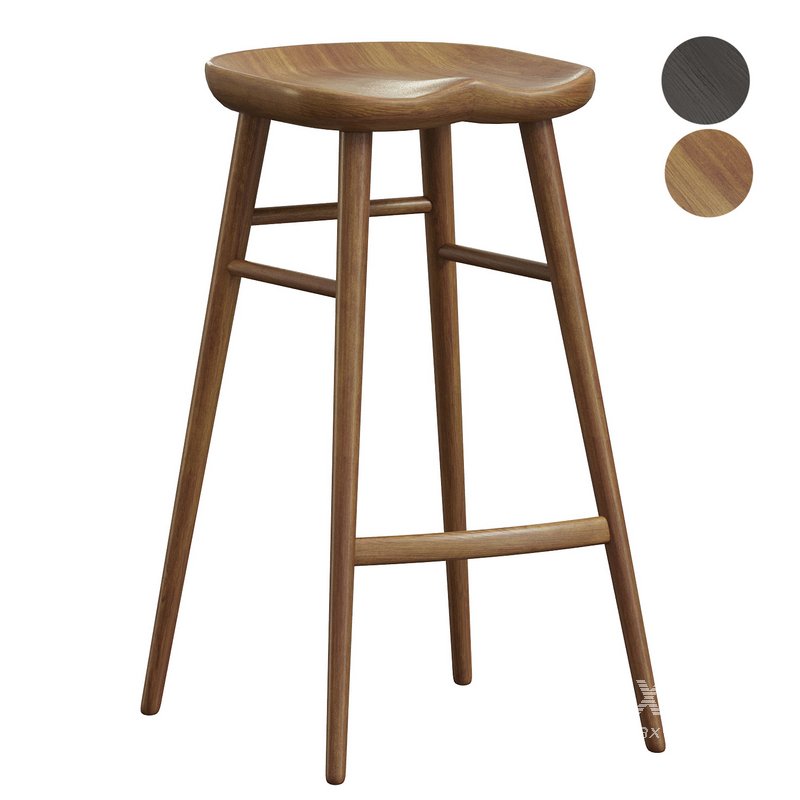 Alma Brown Solid Wood Bar Stool - Image 2
