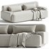 Popus Editions Lena 3 Seater Sofa in Egg Shell Off-White Como Velvet Fabric - Thumbnail 3