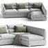 Blanche Parma Three-seater sofa with pouf - Thumbnail 2