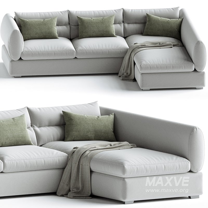 Blanche Parma Three-seater sofa with pouf - Image 2