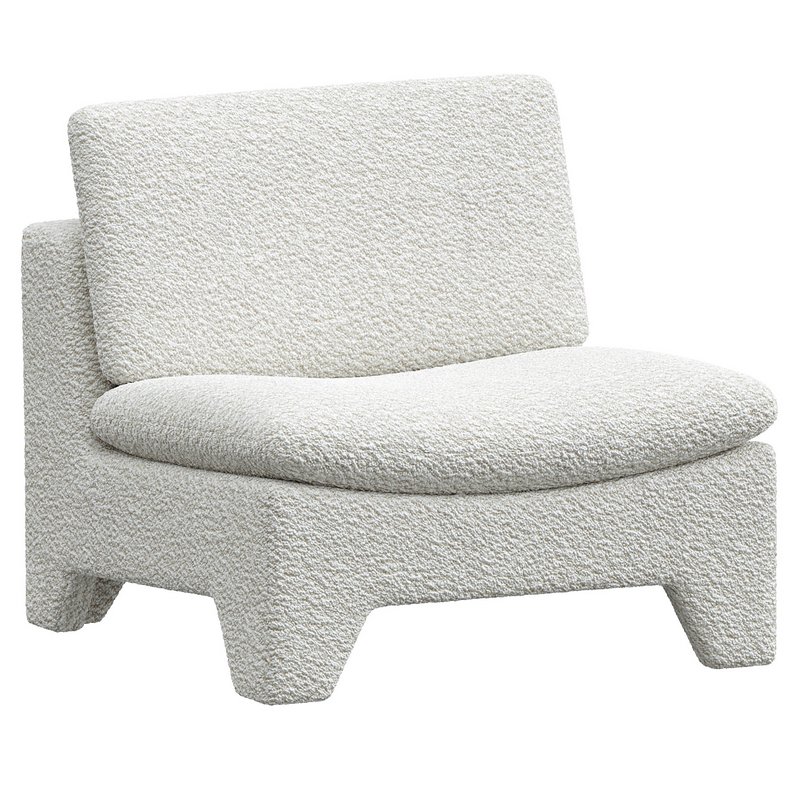 Retro lounge fauteuil boucle cream - Image 1