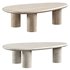 Travertine Top Oval Coffee Table - Thumbnail 2