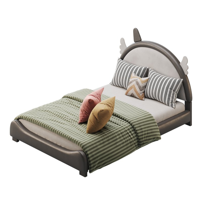 Full Size PU Leather Upholstered Princess Bed - Image 8