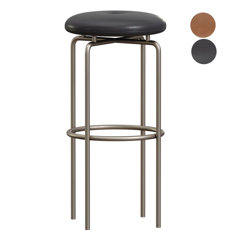 Circular Bar Stool in Bronze and Leather Designed by Craig Bassam - Image 1