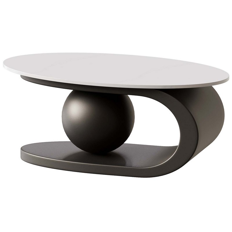 Oval White Coffee Table Low Furniture For Home - Image 5