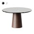 Round Marble Dining Table – Walnut Wood Cylinder Base - Thumbnail 5