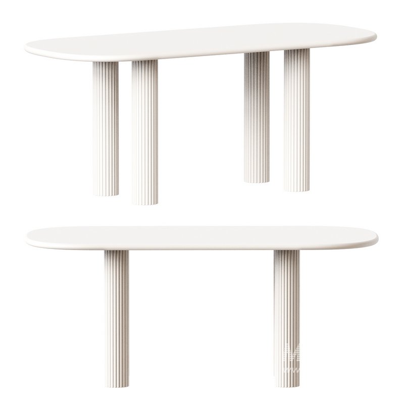 Pine Solid Wood Oval White Dining Table - Image 4