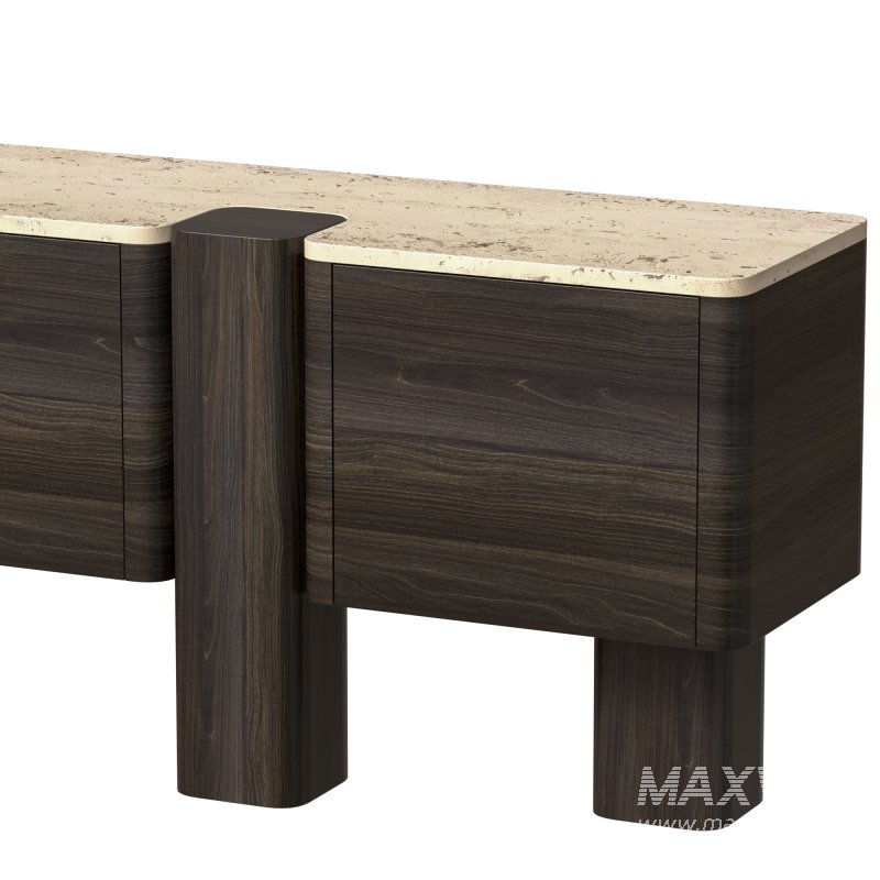 Wood and marble coffee table - Image 4