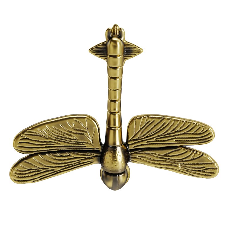 Antique Brass Dragonfly Design Front Door Knocker Vintage Style - Image 2