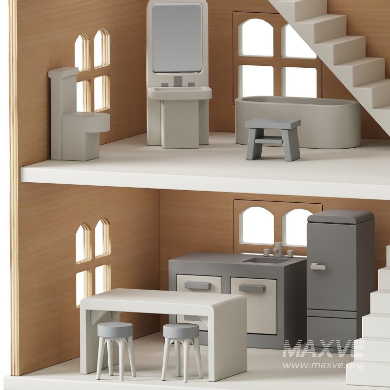 Wonder and Wise Wooden Kids Dollhouse Toy(Crate and Barrel) - Image 3