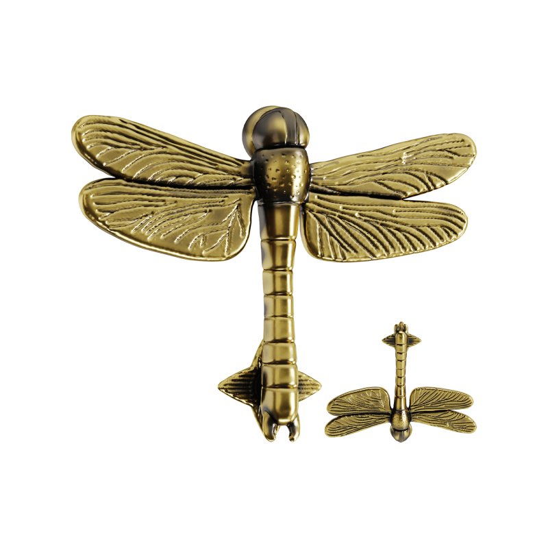 Antique Brass Dragonfly Design Front Door Knocker Vintage Style - Image 1