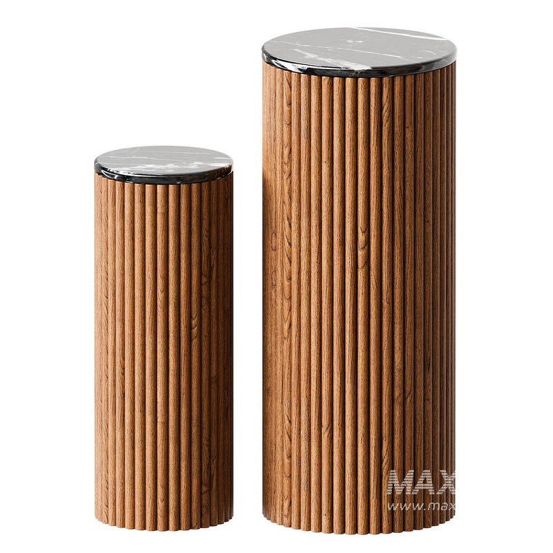 DELHI Black Marble and Mango Wood Plant Holder - Image 1