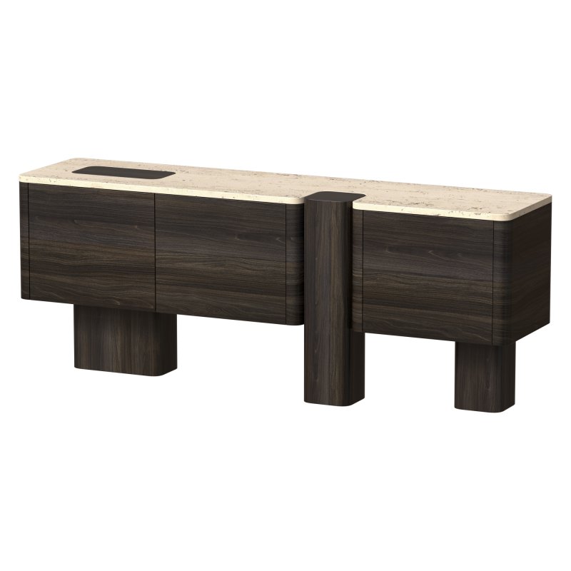 Wood and marble coffee table - Image 2