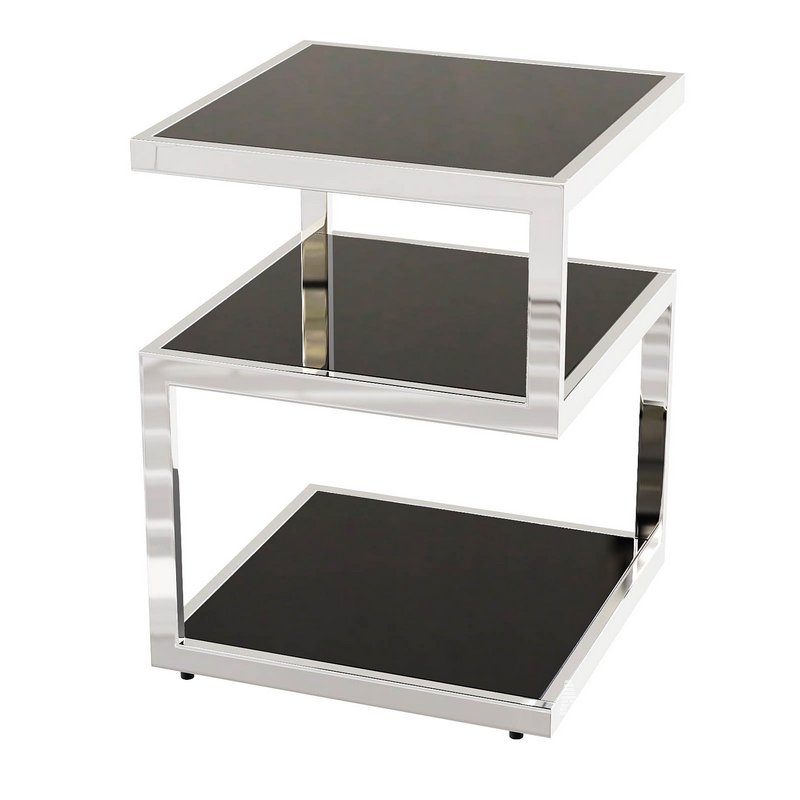 Contemporary Black Glass Side Table - Image 1