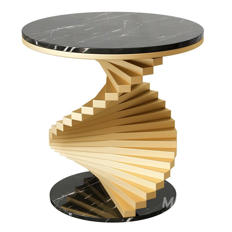 Round Faux Marble Gold Side Table with Metal Frame - Image 4