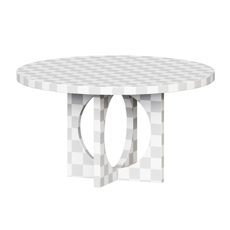 Black Wood Round Geometric Dining Table - Image 5