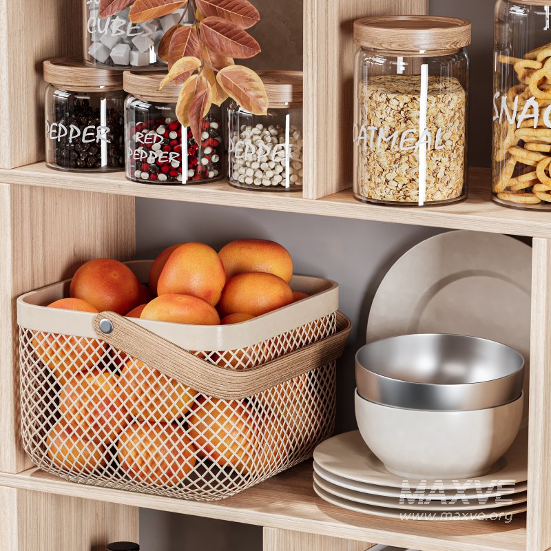 Modern Wooden Kitchen Shelf with Accessories 20 - Image 3