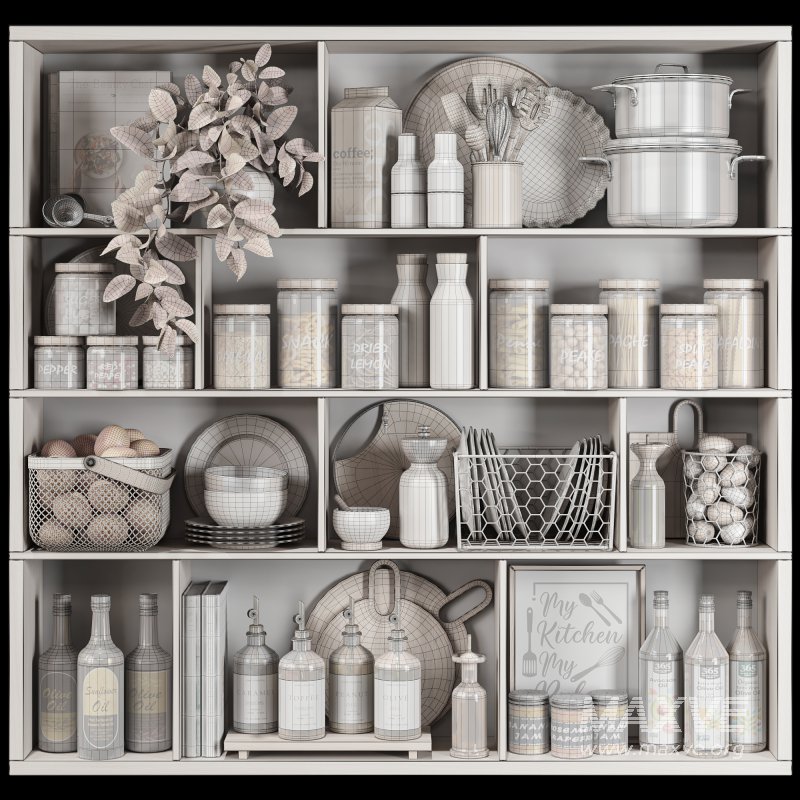 Modern Wooden Kitchen Shelf with Accessories 20 - Image 4