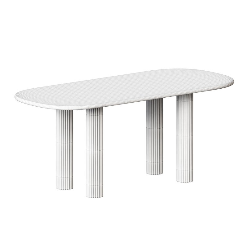Pine Solid Wood Oval White Dining Table - Image 3