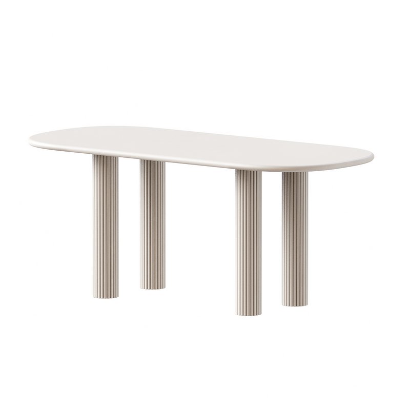 Pine Solid Wood Oval White Dining Table - Image 1