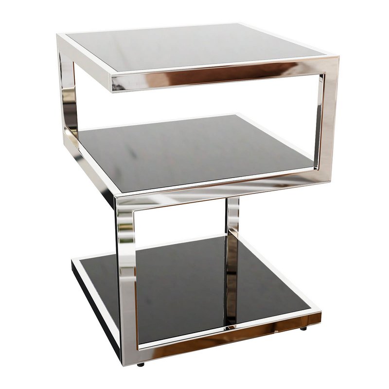 Contemporary Black Glass Side Table - Image 2