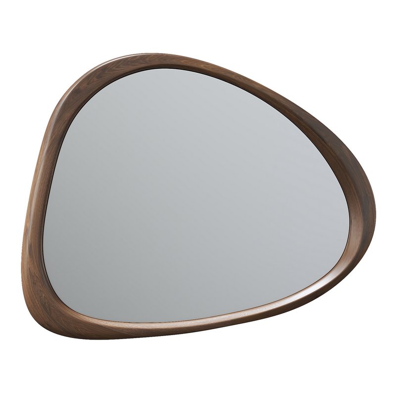 Asymmetrical Walnut Wood Mirror - Image 1