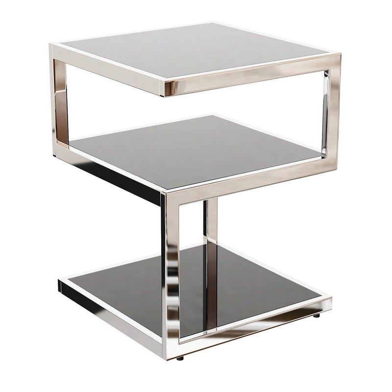 Contemporary Black Glass Side Table - Image 3