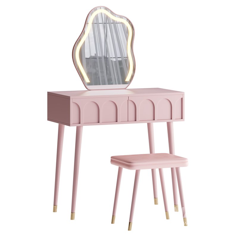 Ensemble coiffeuse avec tabouret et miroir Carmell - Image 2