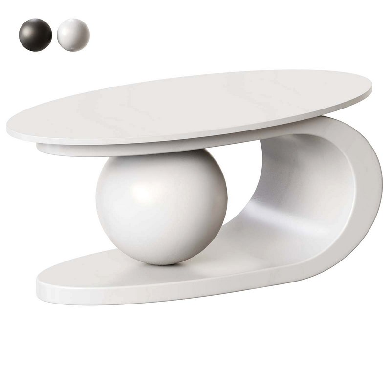 Oval White Coffee Table Low Furniture For Home - Image 1