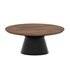 Black Metal Pedetal Base With Brown Wood Top Coffee Table - Thumbnail 5
