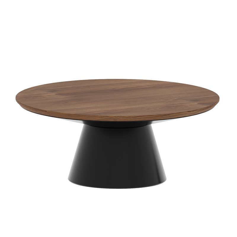 Black Metal Pedetal Base With Brown Wood Top Coffee Table - Image 5