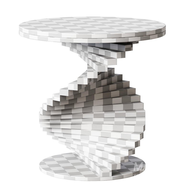 Round Faux Marble Gold Side Table with Metal Frame - Image 1