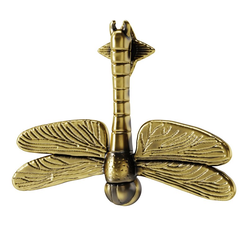 Antique Brass Dragonfly Design Front Door Knocker Vintage Style - Image 3