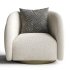 Swivel Armchair In Boucle Fabrics Brushed Brass Base - Thumbnail 4