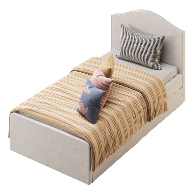 Upholstered bed frame Kilanda light beige Luroy Standard Single - Image 8