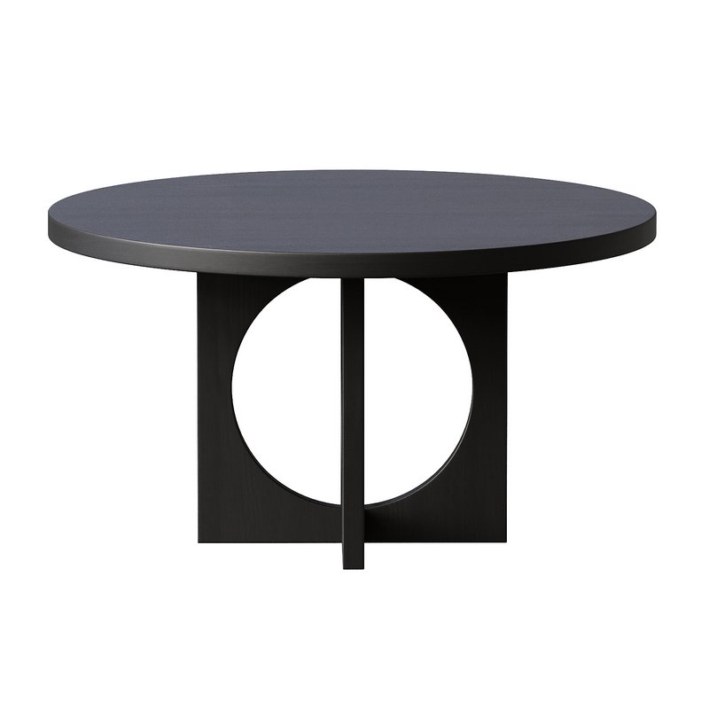 Black Wood Round Geometric Dining Table - Image 2
