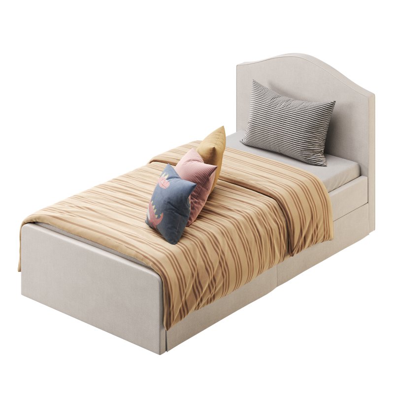 Upholstered bed frame Kilanda light beige Luroy Standard Single - Image 4