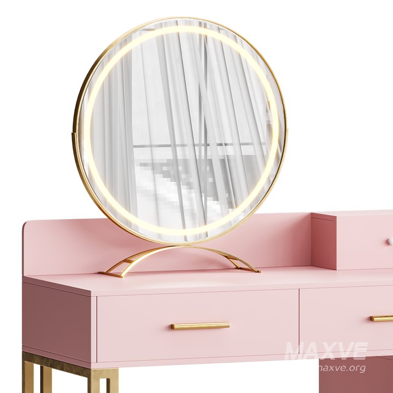 Bureau de coiffeuse avec tabouret et miroir DEL Grosmark - Image 11